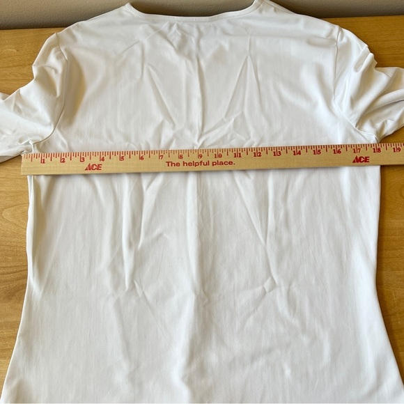 WORTH NY TOP TEE M NYLON STRETCH 3/4 SLEEVE V NECK EVERYDAY ESSENTIAL MI… - Picture 5 of 10